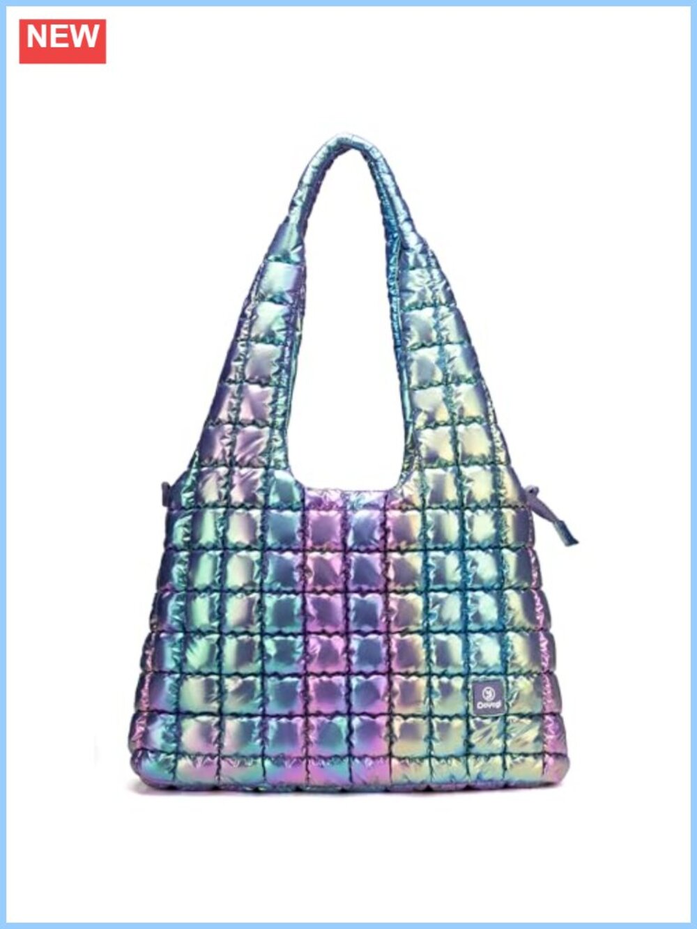 Quilted Nylon Puffer Tote Bag Large Lightweight Padded Shoulder Handbag